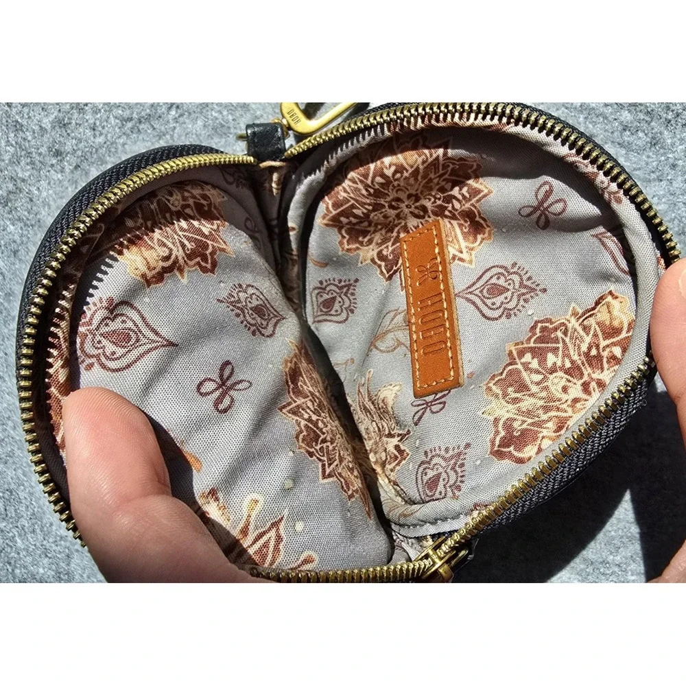 Hobo International zodiac star sign Virgo Round Leather Pouch Bag Charm EUC